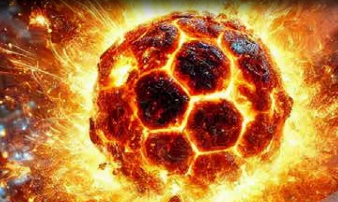 Burning sphere erupting from a circuit board